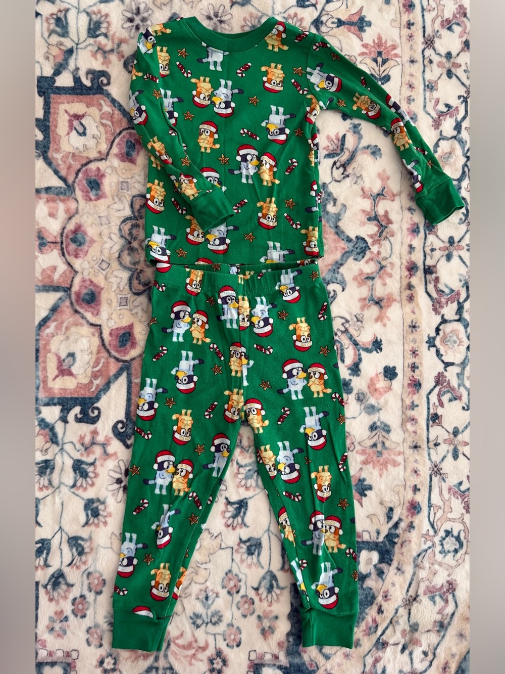 Kids Holiday Green Bluey Pajama Two piece pajama set